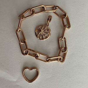 Pandora Link Bracelet with two charms - Rose Gold